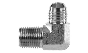 hydraulic fittings, 2501-08-06 -90 Elbow, 1/2" JIC (3/4"-16 thread) x 3/8" NPTF Male (010836)