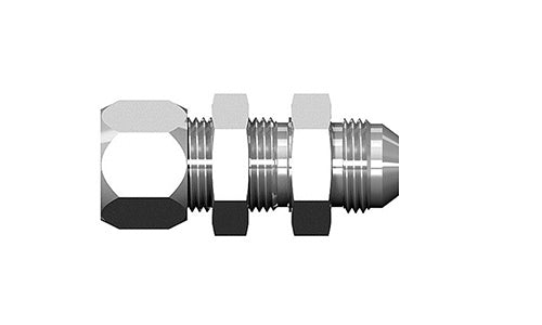 47328-06-06 - 3/8" JIC (9/16"-18 เกลียว) 37Â° x 3/8" อุปกรณ์ต่อท่อแบบ Bulkhead แบบไม่มีขอบ (081802)