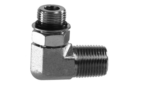 6806-06-04 - 90Â° Elbow, 3/8" ORB Male x 1/4" NPTF Male hydraulic fittings (081257)
