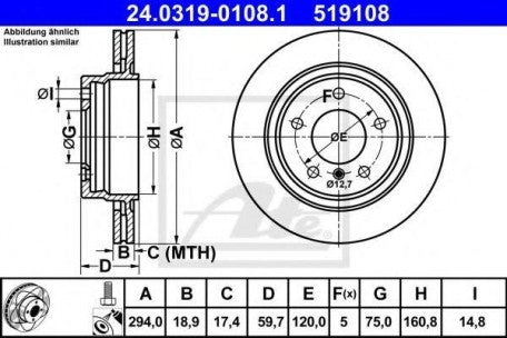 Rotor Disc, ATE, 34 21 6 855 154, 24.0319-0108.1, BMW (075115)