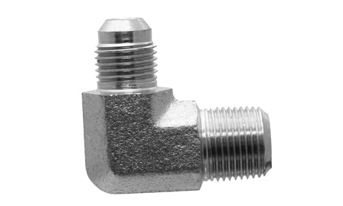 9063-12-08 - ข้องอ 90°, JIC ตัวผู้ 3/4" x BSPT ตัวผู้ 1/2" - อะแดปเตอร์ไฮดรอลิกเหล็ก (089212)