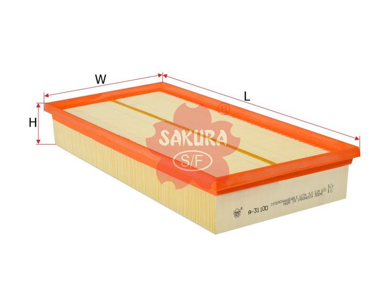 ไส้กรองอากาศ(ไส้กรอง) SAKURA, PHE 500021, A-31100, VOLKSWAGEN (123486)