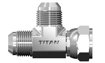SS-6602-04-04-04 - 1/4" JIC/AN 37Â° MJ x FJS x MJ Swivel Run Tee - Stainless Steel (087035)