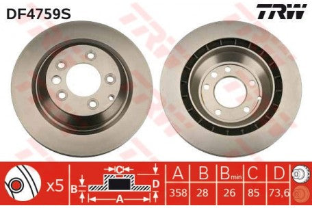 Rotor Disc, TRW, 955 352 401 50, DF4759S, AUDI (071699)