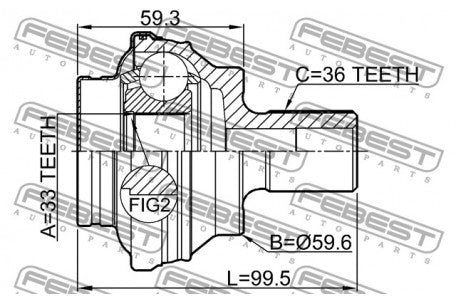 FEBEST CV Joint 1K0 598 099 2310-CCR AUDI